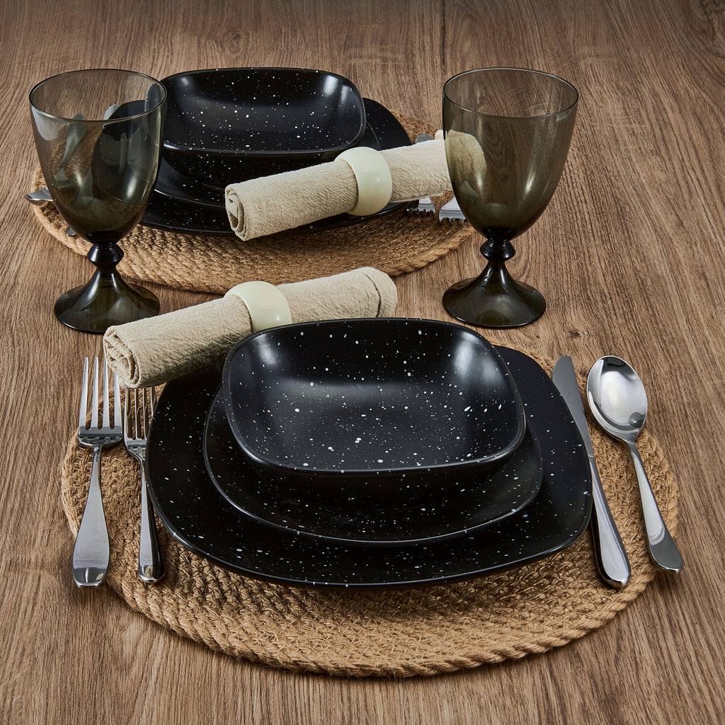 12-piece Black Speckle Stoneware Dinnerware Set K728