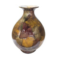 Bronze Brown Amber Gray Ceramic Round Water Jar Vase G316