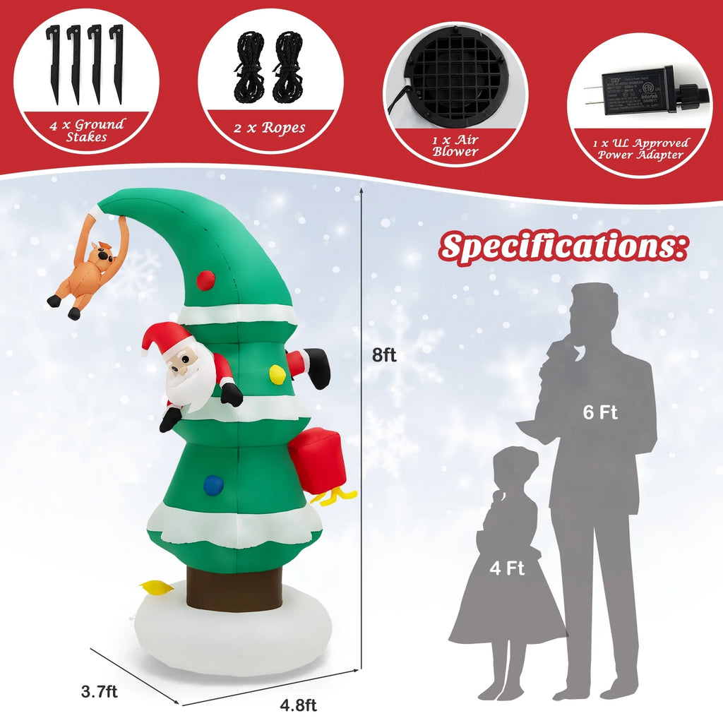 8 FT Inflatable Christmas Tree with Santa Claus A891916