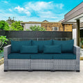3-Seat Patio Wicker Rattan Sofa with Cushions, Gray W66611