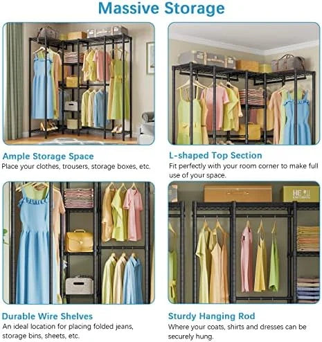 67.5" L Shaped Freestanding Wire Garment Rack R704315