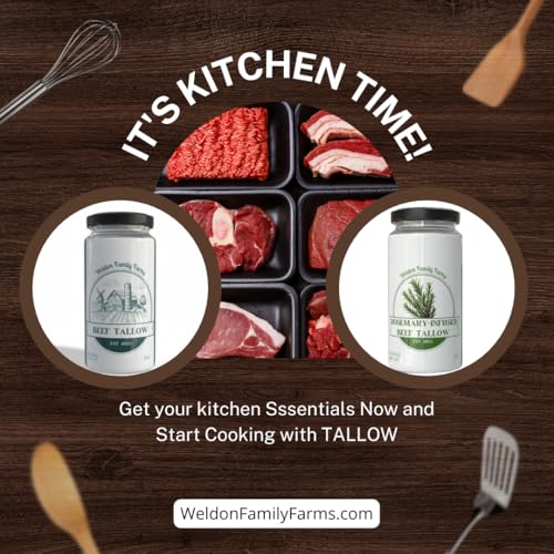 Rendered Beef Tallow, 2 pack, Grass fed, 16oz Total X46455