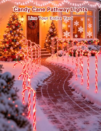 24 Pack 28" Solar Candy Cane Path Lights with Stakes R925728