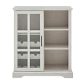 36 in. Brushed White Sliding Glass Door Bar Cabinet B45929