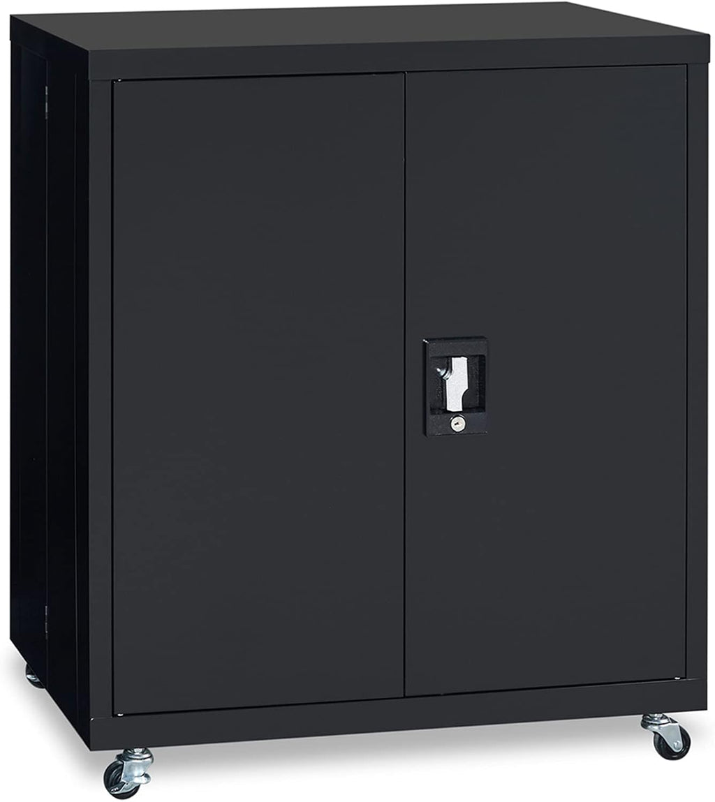Black Metal Storage Cabinet with 4 Adjustable Shelves L714