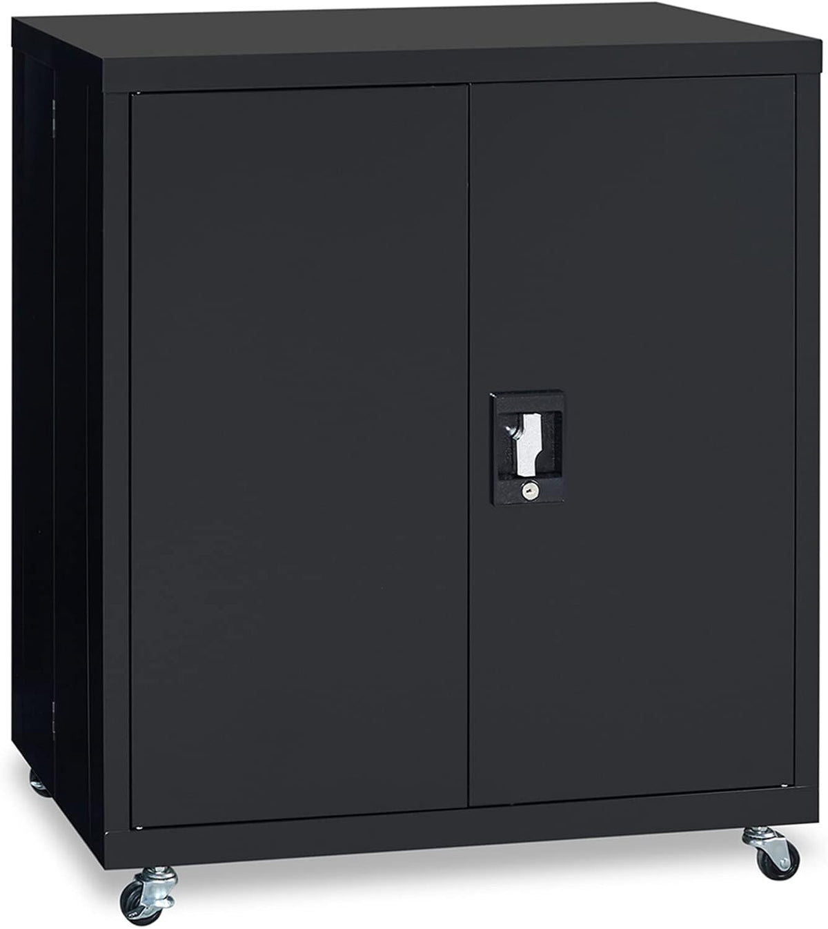 Black Metal Storage Cabinet with 4 Adjustable Shelves L714