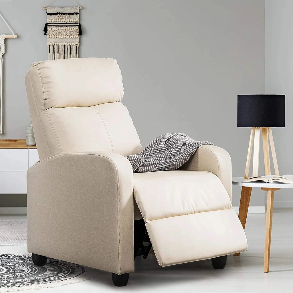 High-Density Faux Leather Push Back Recliner Chair L496510