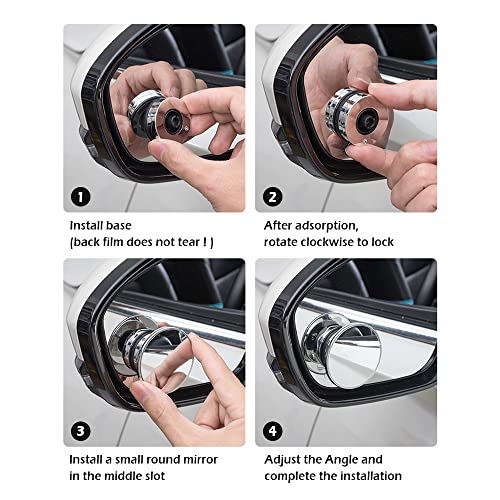 2 Pack Car Blind Spot Mirror with 9D Glass, 360° Adjustable (Black) X2272