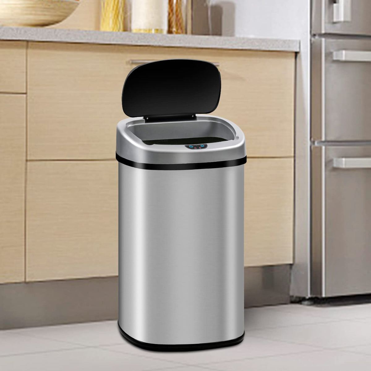 13 Gallon Stainless Steel Motion Sensor Trash Can with Lid I576047
