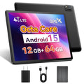 Android 15 Tablet with SIM Card Slot, 4G Cellular, Octa-Core, 12GB+64GB, 2TB Expandable, Dual Cameras, WiFi, BT5.0, GPS, Protective Case L7724