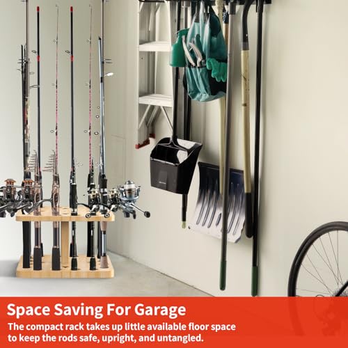 Natural Wooden Fishing Rod Storage Rack D8316
