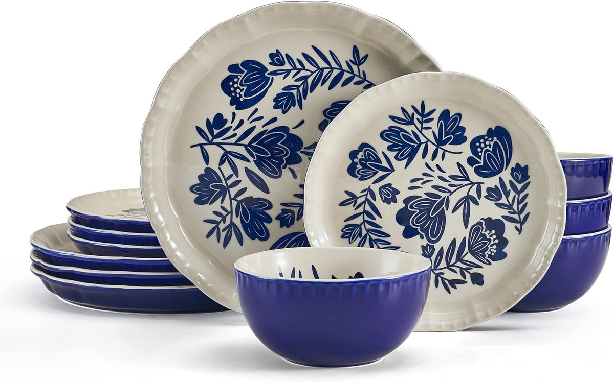 12 Piece Dinnerware Set, Service For 4, Multicolored Y871