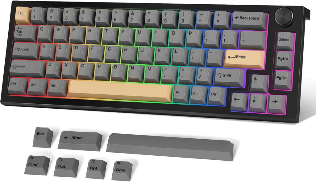 3-Mode Hot Swappable RGB Backlit 65% Mechanical Keyboard K123882