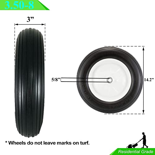 14.5" Flat Free Tire for Wheelbarrow, 5/8" Bearing with Extra 3/4" Bearing O449