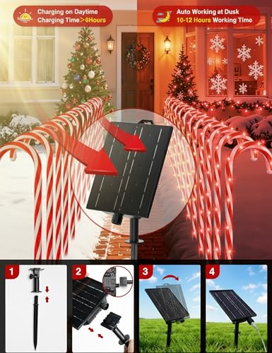 24 Pack 28" Solar Candy Cane Path Lights with Stakes R925728
