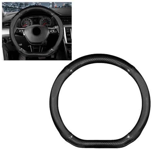 Black Carbon Fiber Steering Wheel Cover V437