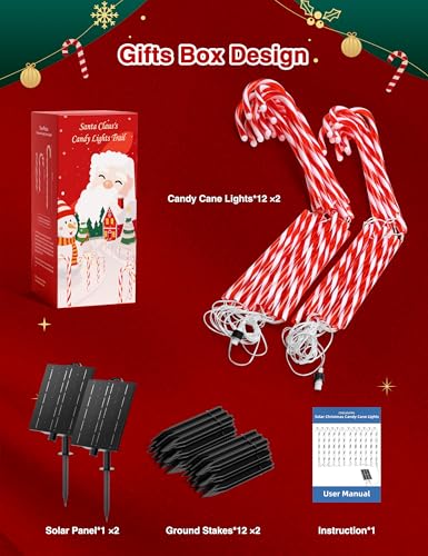 24 Pack 28" Solar Candy Cane Path Lights with Stakes R925728