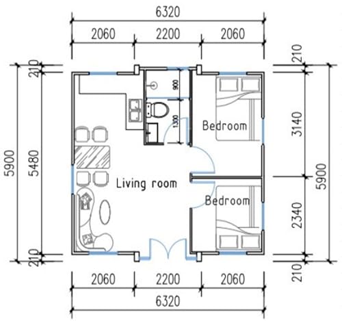 20x20ft Steel Expandable Tiny House with Restroom and Kitchen C54721