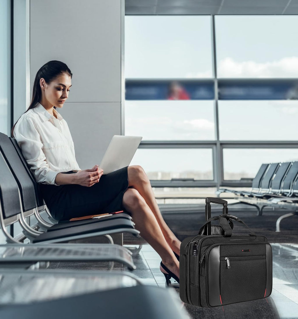 Black Rolling Laptop Bag with Wheels R543