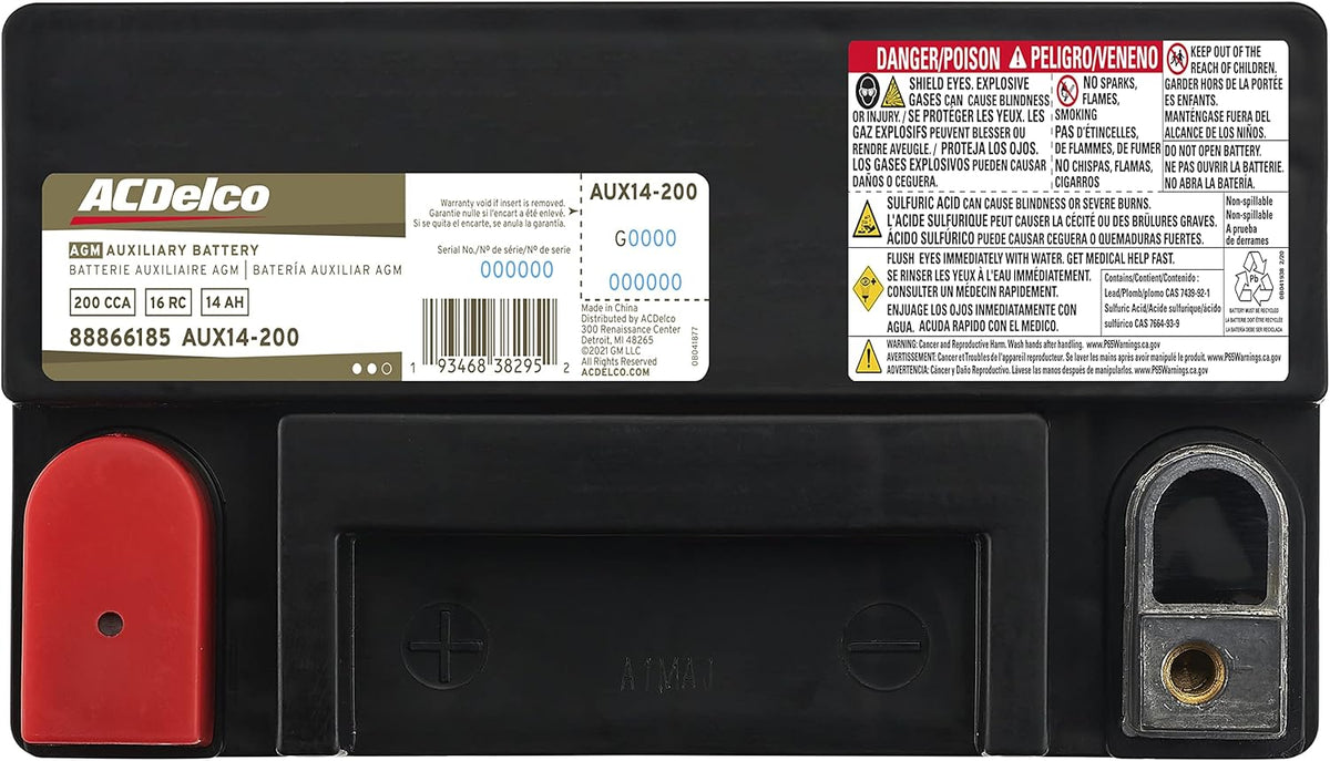 36 Month Warranty Auxiliary AGM 200 CCA Battery J248