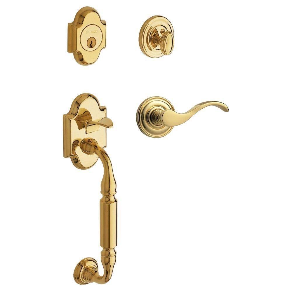 Polished Brass Left-Handed Handleset with Wave Lever C793
