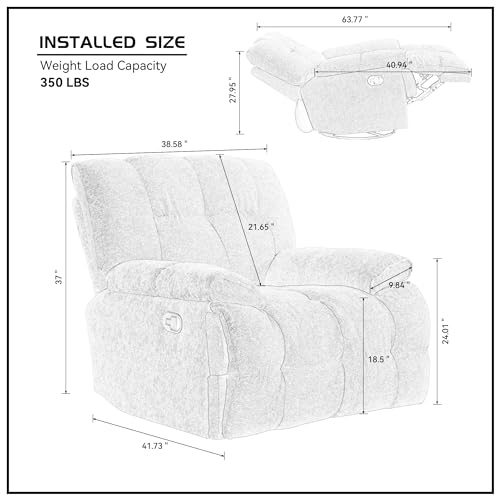 Cream White Oversized Velvet Rocker Recliner Chair J798844