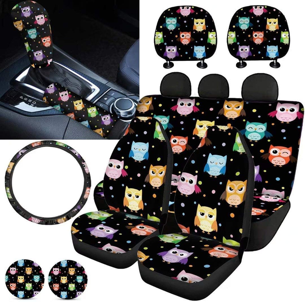 Car Seat Covers Full Set with Steering Wheel Cover, Gear Shift Knob Cover, Handbrake Cover, Seat Belt Cover, Seat Headrest Covers H138769