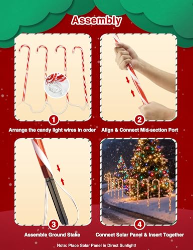 24 Pack 28" Solar Candy Cane Path Lights with Stakes R925728