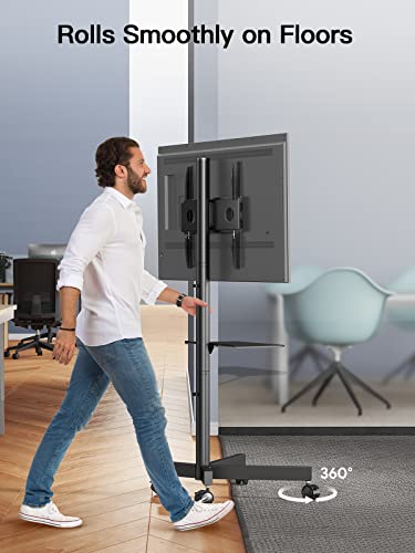 Rolling TV Stand on Wheels for 23-60 Inch TVs, Height-Adjustable with Shelf, Max VESA 400x400mm A385959