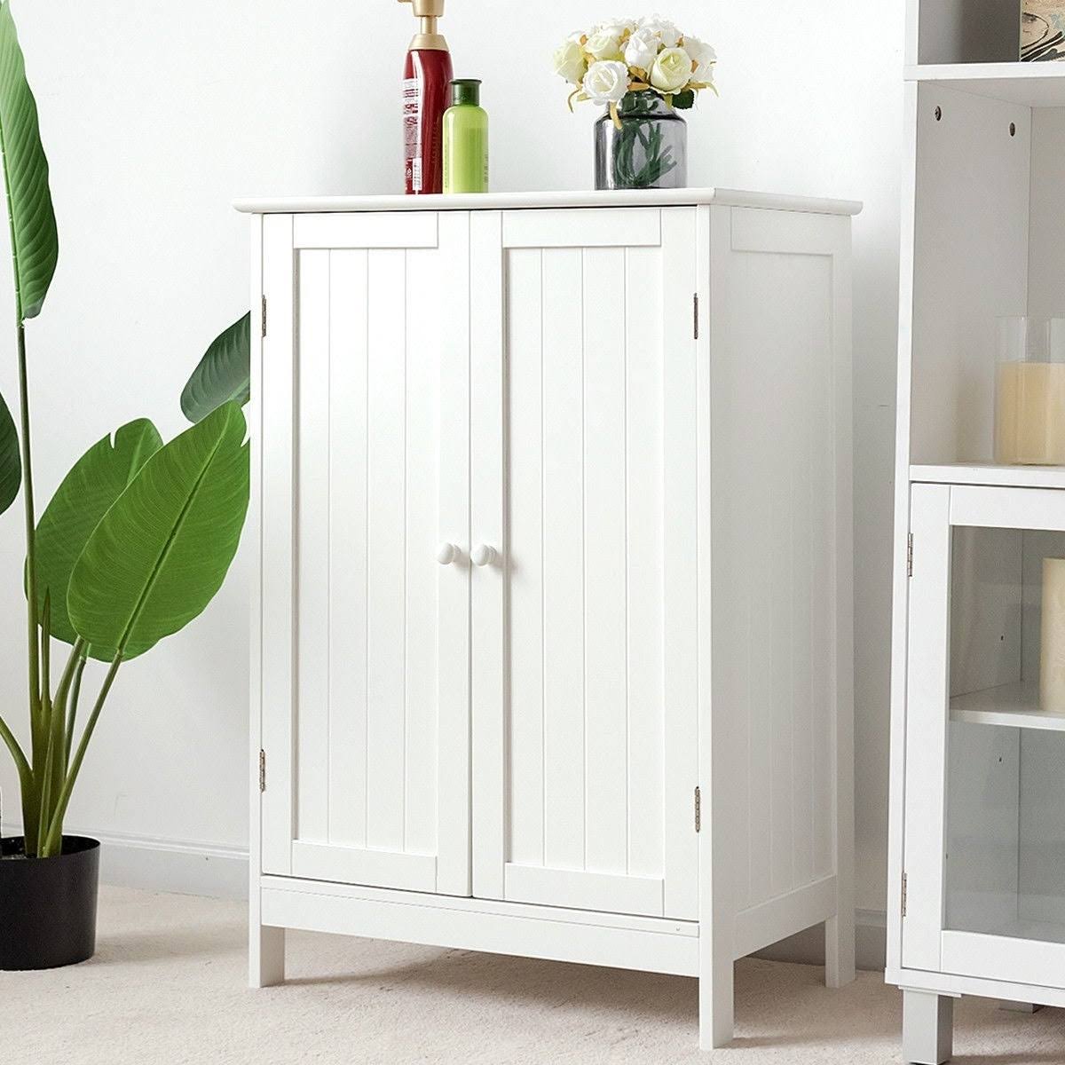 Gray Double Door Bathroom Floor Cabinet G16146