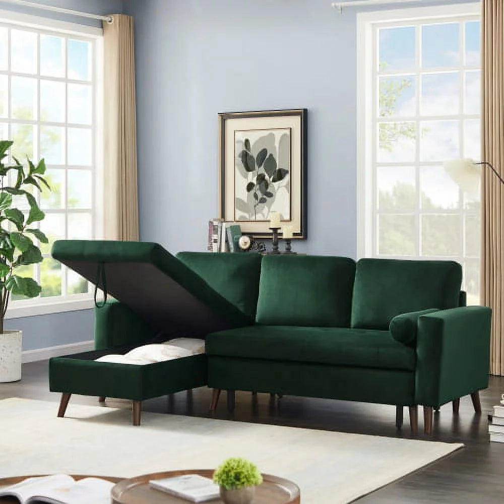 88 inch Reversible Pull out Sleeper Sectional Storage Sofa Bed Y496