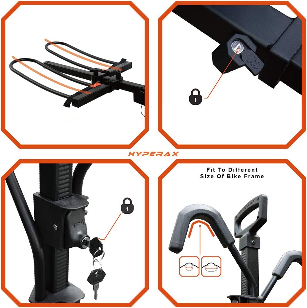 Platform Bike Rack for 2" Hitch Fits Up to 2 X 70 lbs Bike with Up to 5" Fat Tires U32647