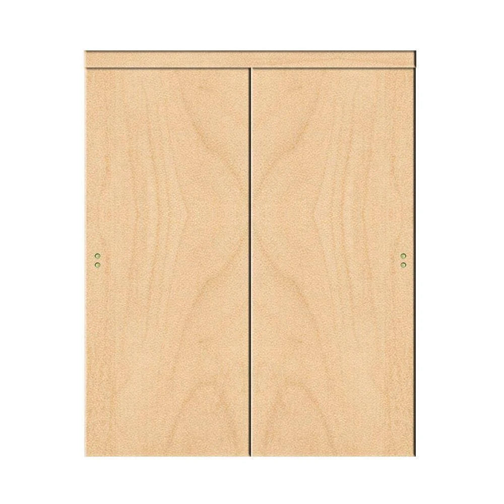 48 in. x 80 in. Smooth Flush Solid Core Stain Grade Maple MDF Interior Closet Sliding Door with Matching Trim Z95215