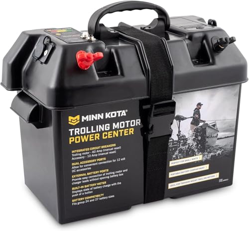 Marine Battery Box Power Center with Meter and 12V Accessory Plugs A2549