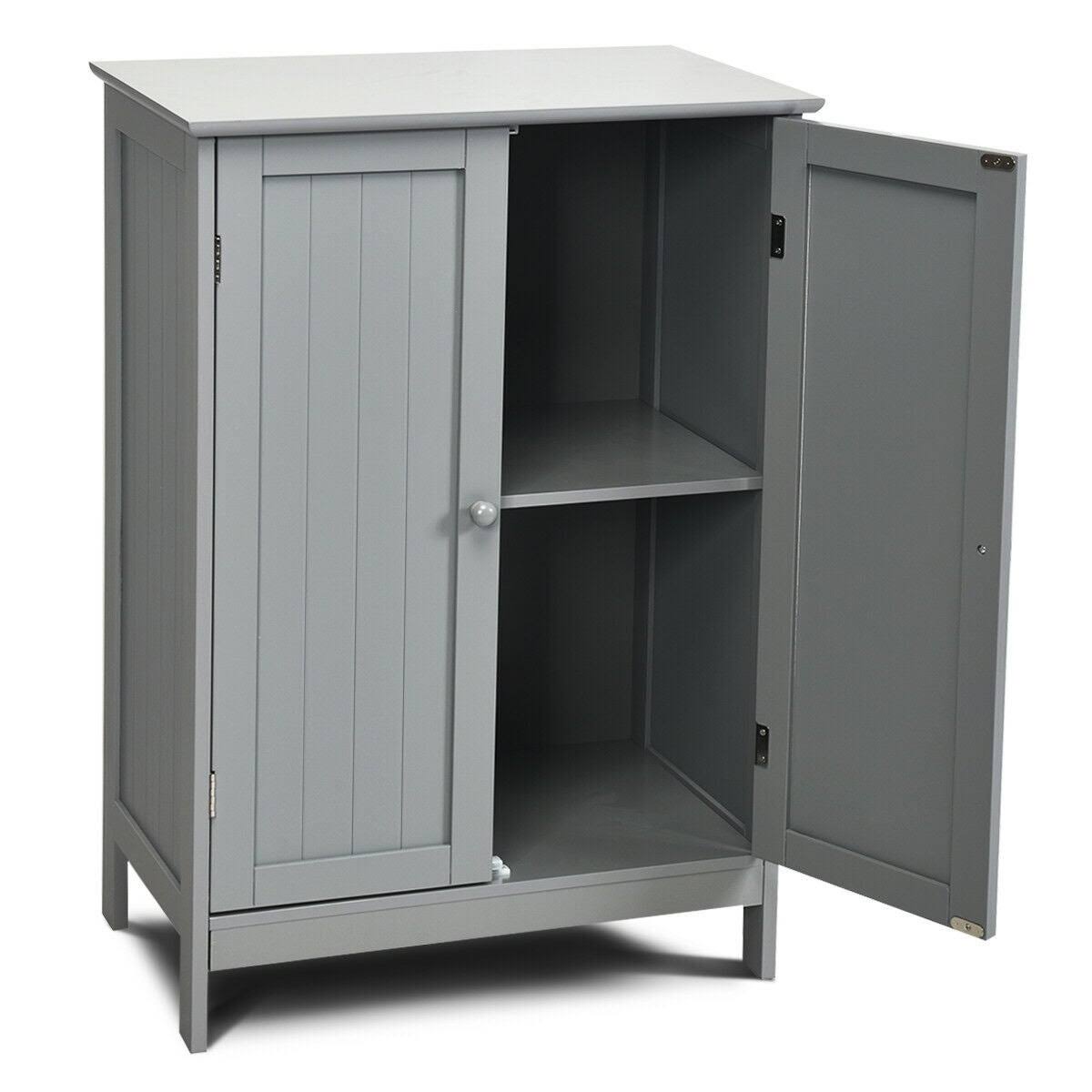 Gray Double Door Bathroom Floor Cabinet G16146