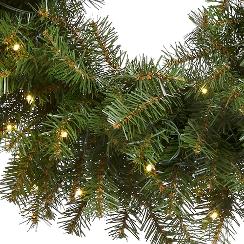 Pre-Lit Artificial Christmas Wreath, Green, 24 Inches L28838
