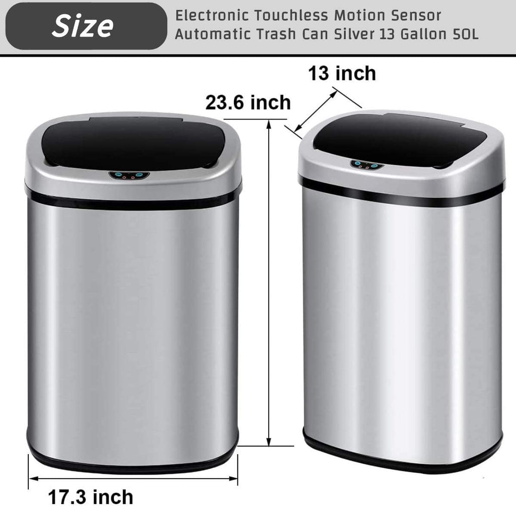13 Gallon Stainless Steel Motion Sensor Trash Can with Lid I576047