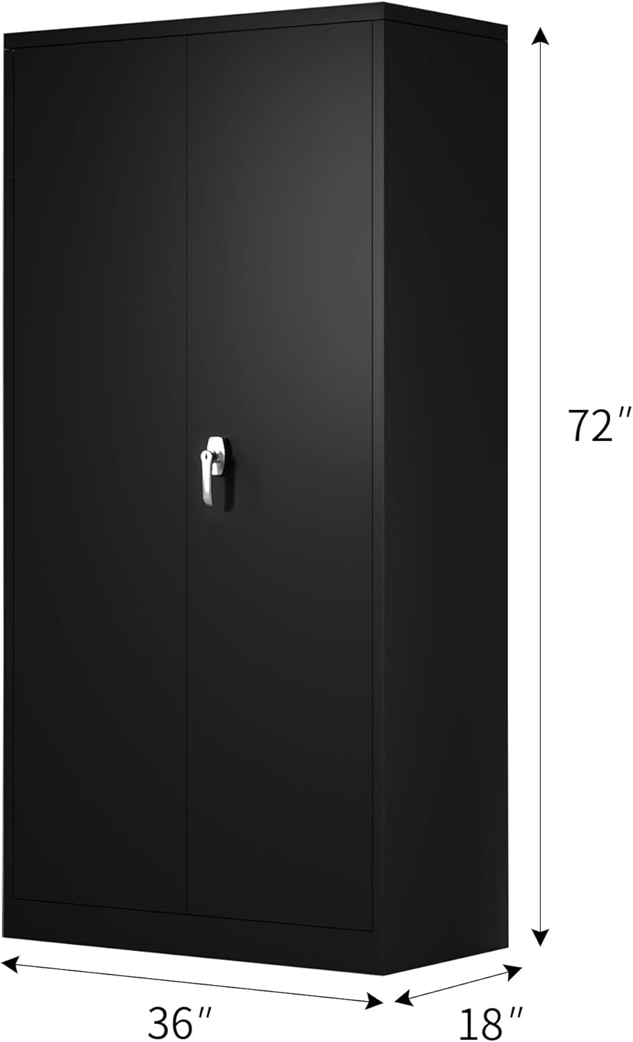 Black Metal Storage Cabinet with 4 Adjustable Shelves L714