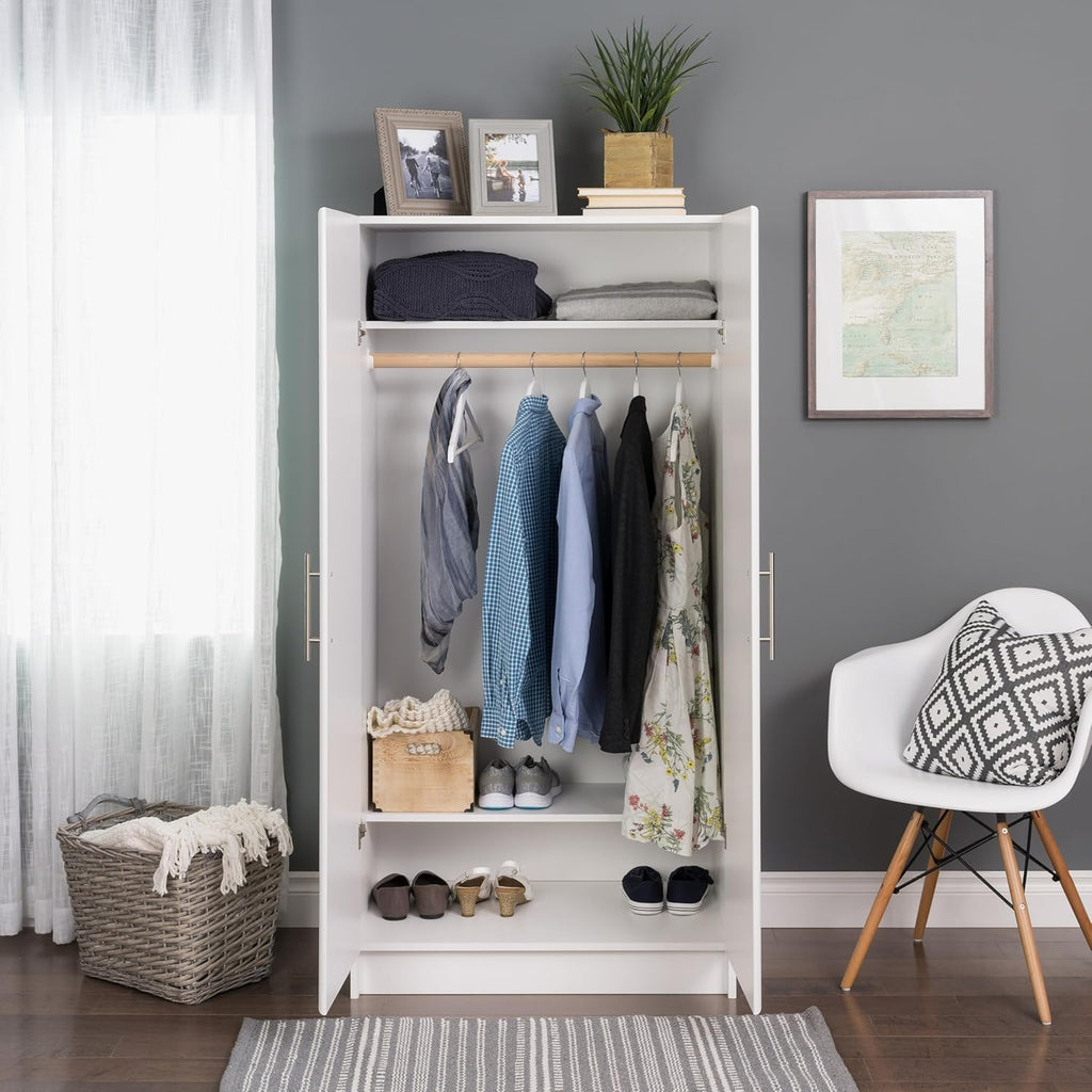 White Armoire Wardrobe with Hanging Rail M3273