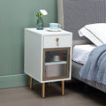 White Narrow Nightstand with Drawer W34818