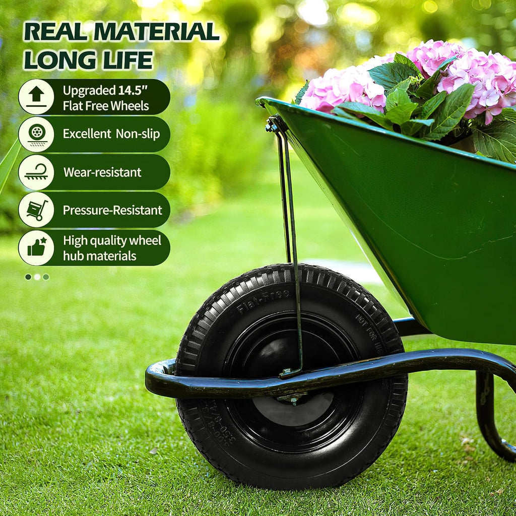 Flat Free Solid Wheelbarrow Tire with 3/4 & 5/8 Wheel Bearing 3" Hub M917