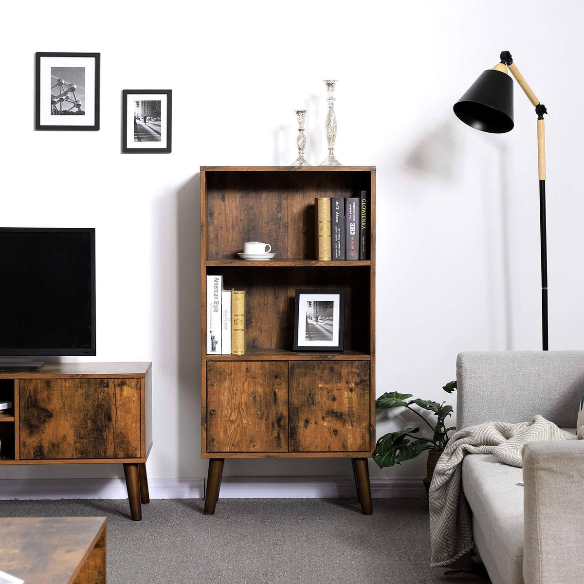 2-Tier Bookcase with Doors K23262