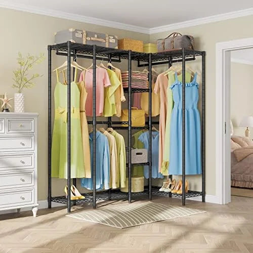 67.5" L Shaped Freestanding Wire Garment Rack R704315