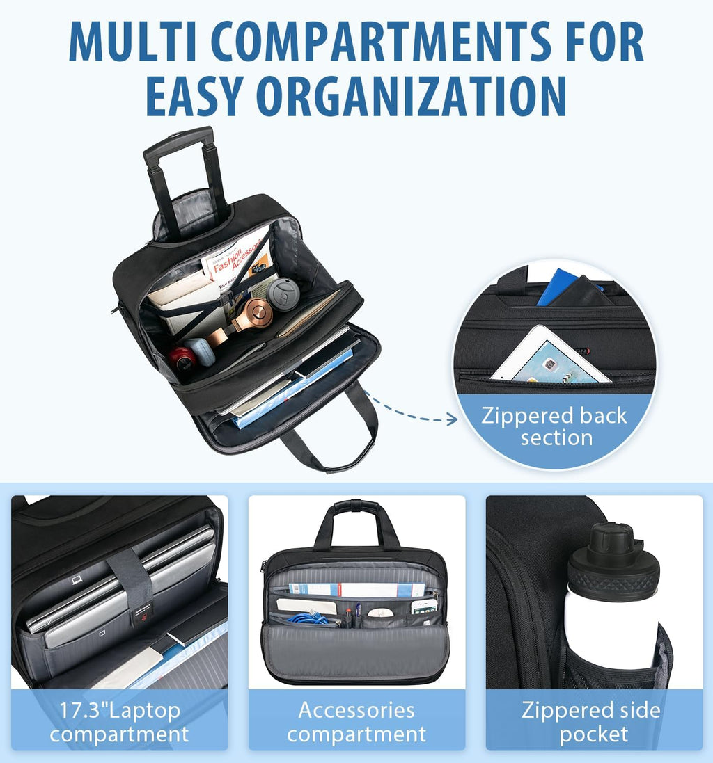 Black Rolling Laptop Bag with Wheels R543