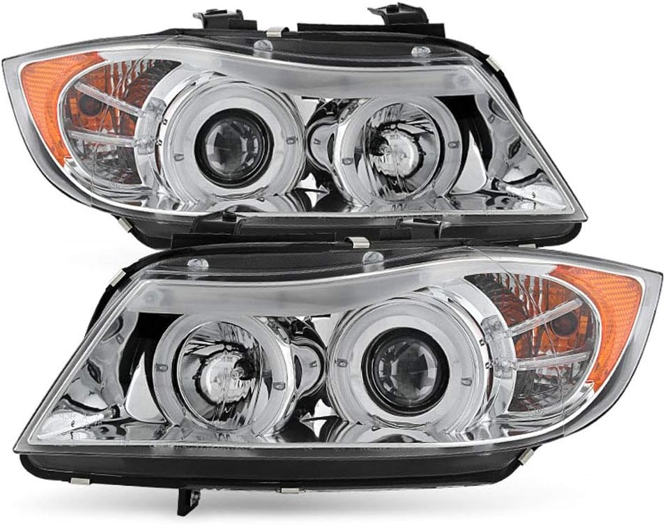 2006-2008 BMW E90 3-Series Sedan LED Halo Chrome Projector Headlights J7256