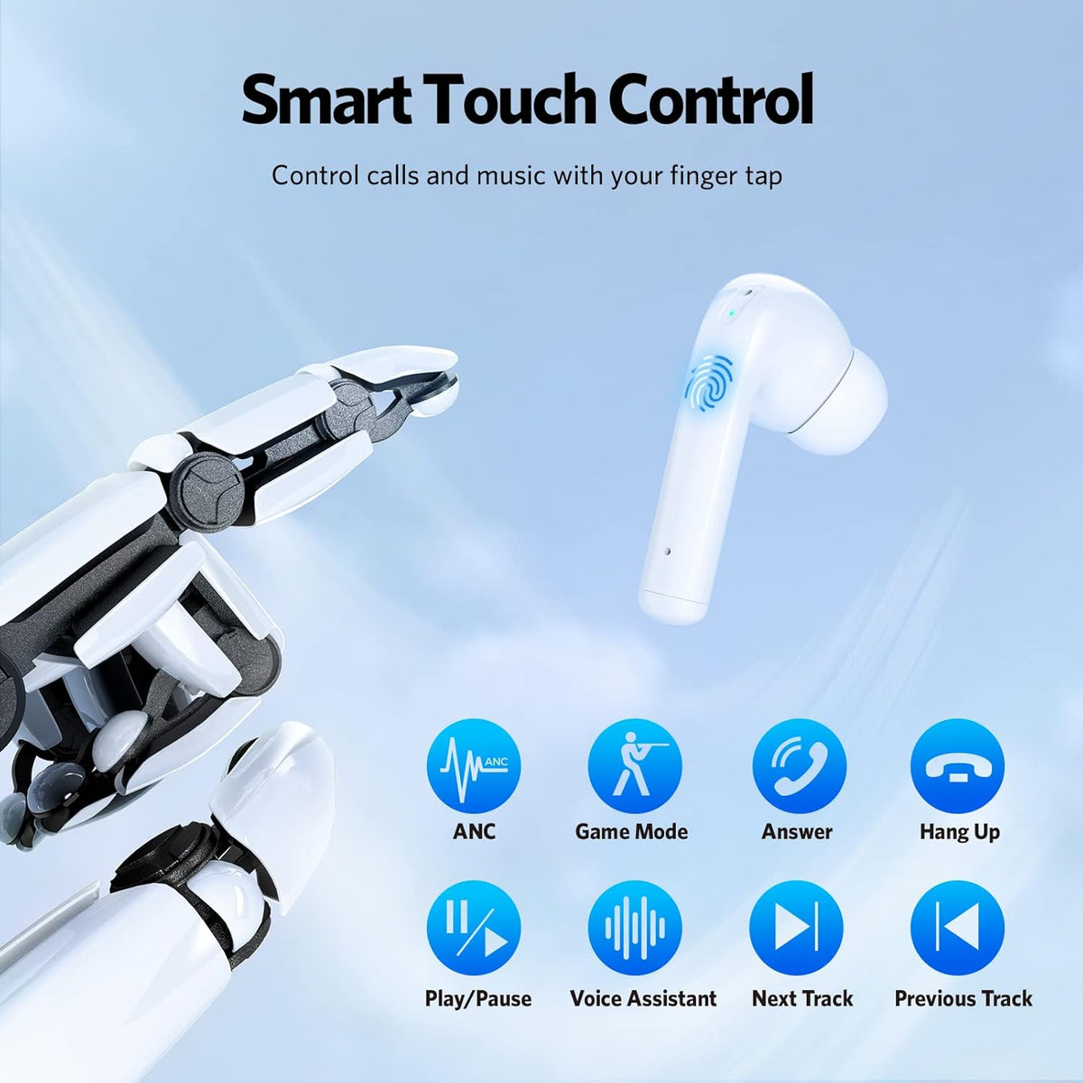 Active Noise Cancelling Bluetooth Wireless Earbuds H518954