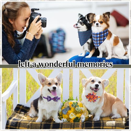 50 Pcs Plaid Dog Bandana Collar Set N38116