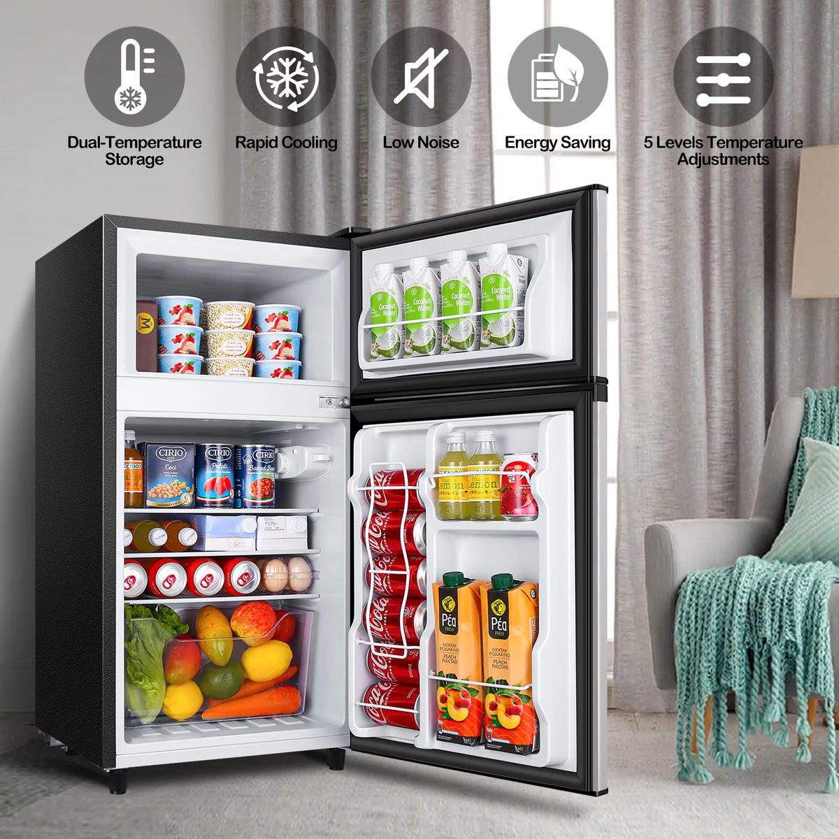 3.5 Cu ft Two Door Mini Fridge with Freezer X5980