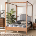 Ash Walnut Finished Wood Queen Size Canopy Bed B8220