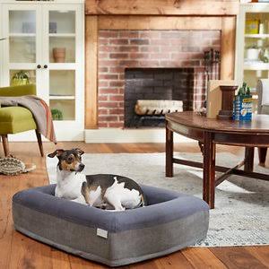Orthopedic Rectangular Bolster Cat Dog Bed, Gray, Medium B146543